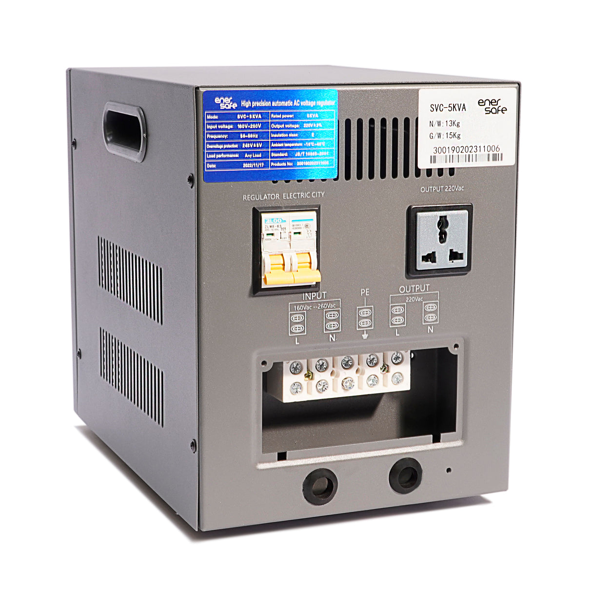 Estabilizador ZTY Monofásico 5 KVA / 4500 Watts EnerSafe